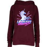 Retro 80's Eighties Laser Unicorns Womens Funnel Neck Pullover Hood