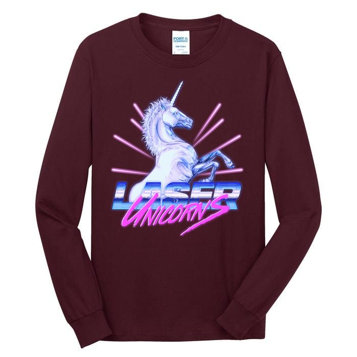 Retro 80's Eighties Laser Unicorns Tall Long Sleeve T-Shirt