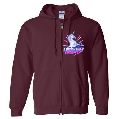 Retro 80's Eighties Laser Unicorns Full Zip Hoodie