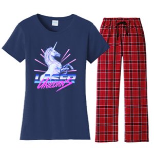 Retro 80's Eighties Laser Unicorns Women's Flannel Pajama Set