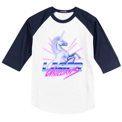 Retro 80's Eighties Laser Unicorns Baseball Sleeve Shirt