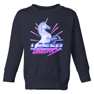 Retro 80's Eighties Laser Unicorns Toddler Sweatshirt