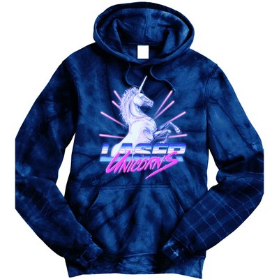 Retro 80's Eighties Laser Unicorns Tie Dye Hoodie