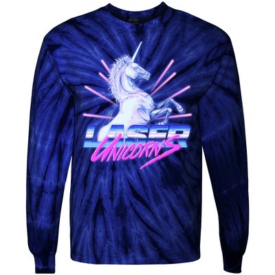 Retro 80's Eighties Laser Unicorns Tie-Dye Long Sleeve Shirt