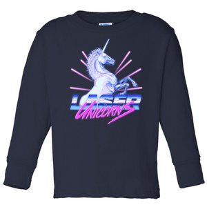 Retro 80's Eighties Laser Unicorns Toddler Long Sleeve Shirt