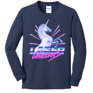 Retro 80's Eighties Laser Unicorns Kids Long Sleeve Shirt