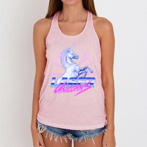 Retro 80's Eighties Laser Unicorns Women's Knotted Racerback Tank