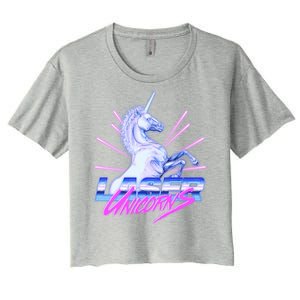 Retro 80's Eighties Laser Unicorns Women's Crop Top Tee