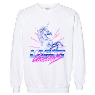 Retro 80's Eighties Laser Unicorns Garment-Dyed Sweatshirt