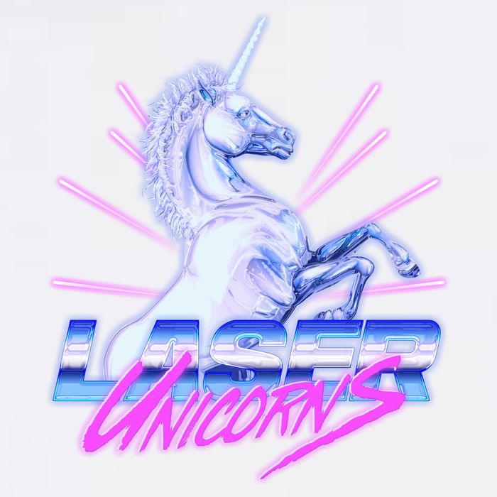 Retro 80's Eighties Laser Unicorns Garment-Dyed Sweatshirt