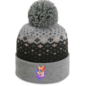 Retro 80's Eighties Polygon Fox Yeah The Baniff Cuffed Pom Beanie