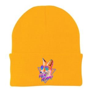 Retro 80's Eighties Polygon Fox Yeah Knit Cap Winter Beanie