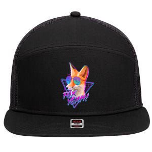 Retro 80's Eighties Polygon Fox Yeah 7 Panel Mesh Trucker Snapback Hat