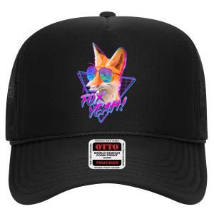 Retro 80's Eighties Polygon Fox Yeah High Crown Mesh Back Trucker Hat