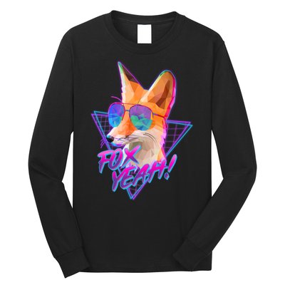 Retro 80's Eighties Polygon Fox Yeah Long Sleeve Shirt
