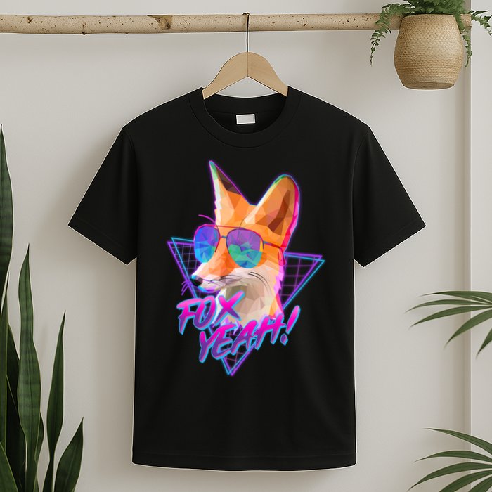 Retro 80's Eighties Polygon Fox Yeah T-Shirt