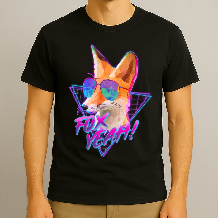 Retro 80's Eighties Polygon Fox Yeah T-Shirt