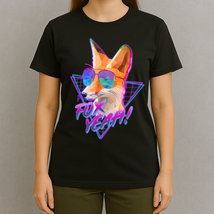 Retro 80's Eighties Polygon Fox Yeah T-Shirt