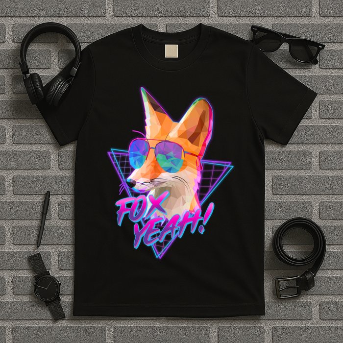 Retro 80's Eighties Polygon Fox Yeah T-Shirt
