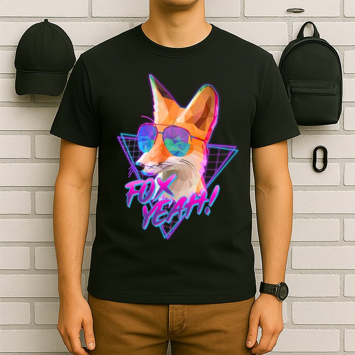 Retro 80's Eighties Polygon Fox Yeah T-Shirt
