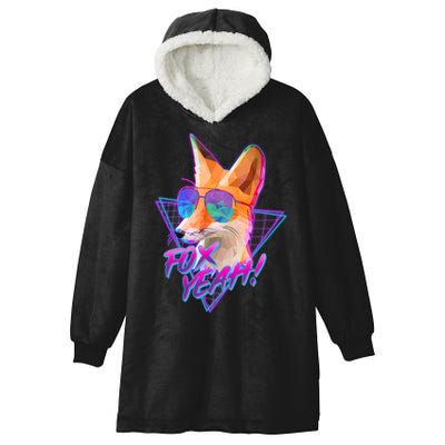 Retro 80's Eighties Polygon Fox Yeah Hooded Wearable Blanket
