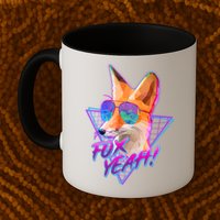 Retro 80's Eighties Polygon Fox Yeah Mug
