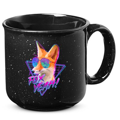 Retro 80's Eighties Polygon Fox Yeah 15oz Campfire Ceramic Mug