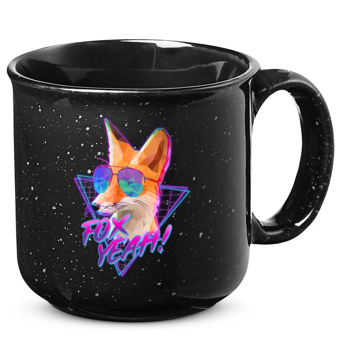 Retro 80's Eighties Polygon Fox Yeah 15oz Campfire Ceramic Mug