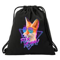 Retro 80's Eighties Polygon Fox Yeah Drawstring Bag