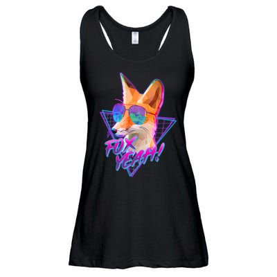 Retro 80's Eighties Polygon Fox Yeah Ladies Essential Flowy Tank