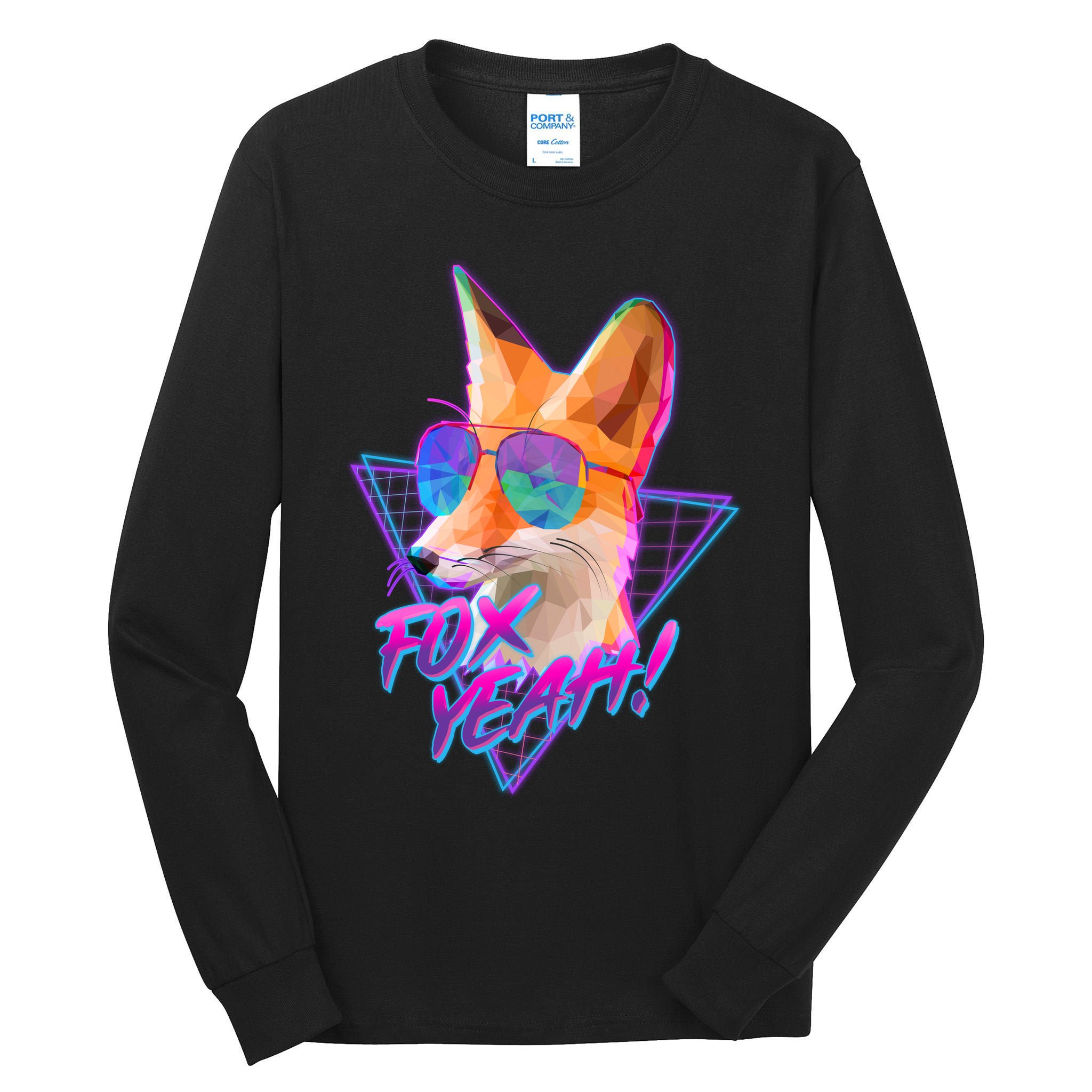 Retro 80's Eighties Polygon Fox Yeah Tall Long Sleeve T-Shirt