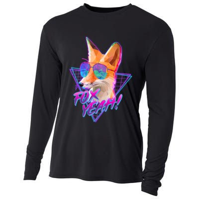 Retro 80's Eighties Polygon Fox Yeah Cooling Performance Long Sleeve Crew