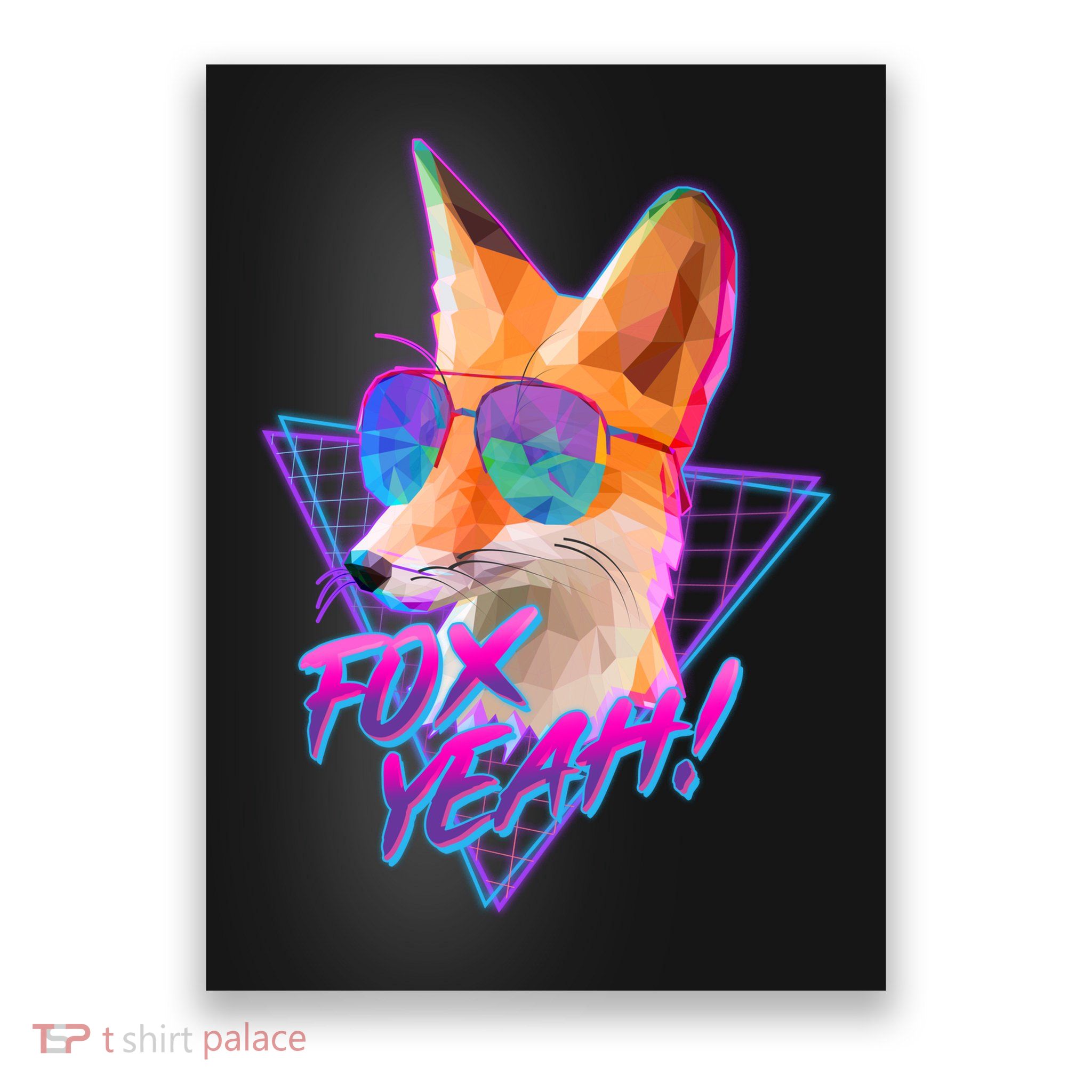 Retro 80's Eighties Polygon Fox Yeah Poster