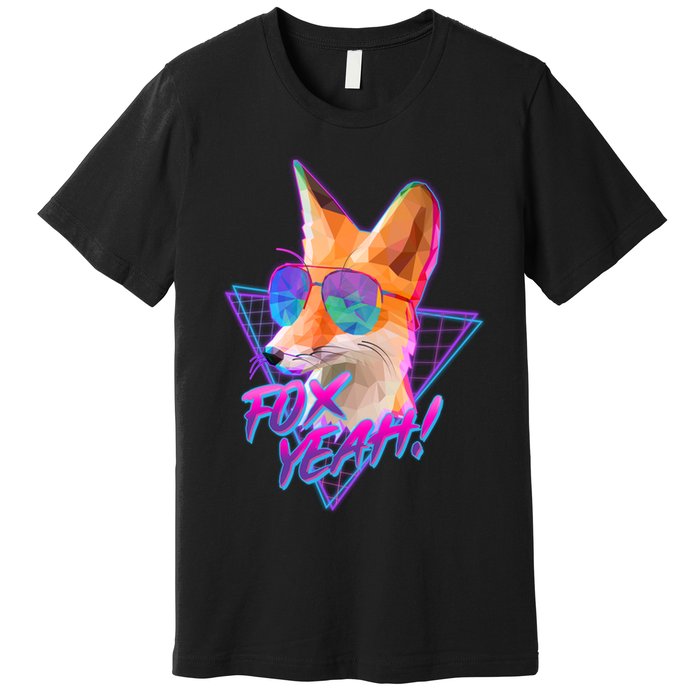 Retro 80's Eighties Polygon Fox Yeah Premium T-Shirt