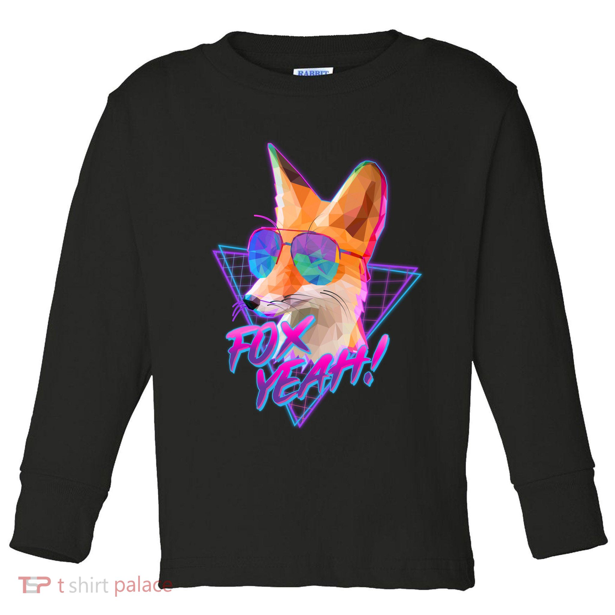 Retro 80's Eighties Polygon Fox Yeah Toddler Long Sleeve Shirt