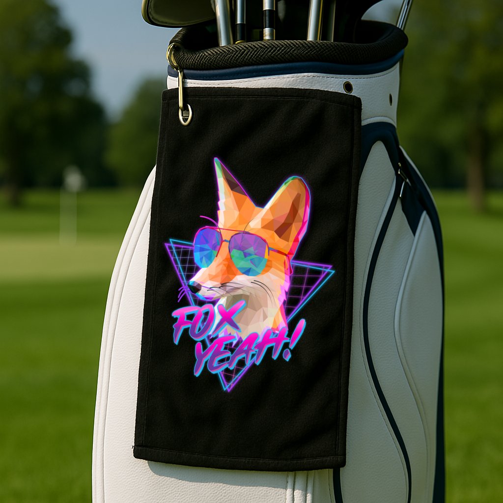 Retro 80's Eighties Polygon Fox Yeah Golf Towel
