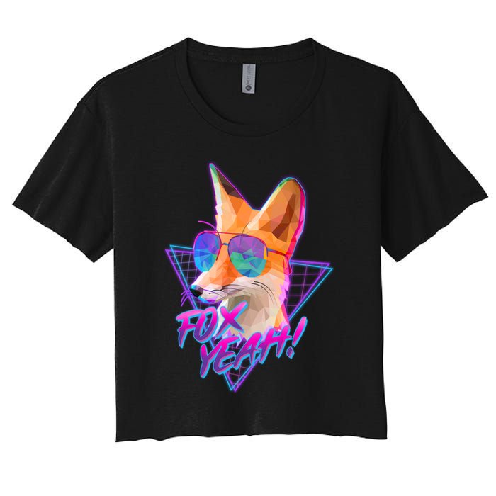 Retro 80's Eighties Polygon Fox Yeah Crop Top