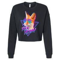 Retro 80's Eighties Polygon Fox Yeah Cropped Pullover Crew