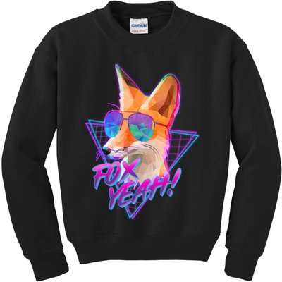 Retro 80's Eighties Polygon Fox Yeah Kids Sweatshirt