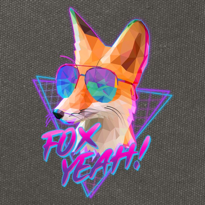 Retro 80's Eighties Polygon Fox Yeah Cotton Canvas Backpack