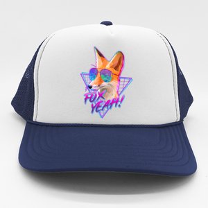 Retro 80's Eighties Polygon Fox Yeah Trucker Hat