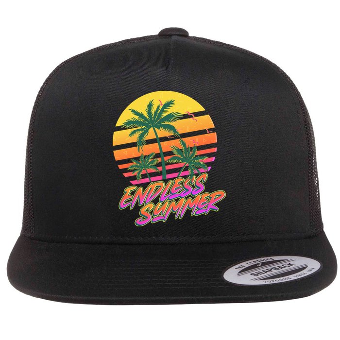 Retro 80s Eighties Tropical Endless Summer Flatbill Hat