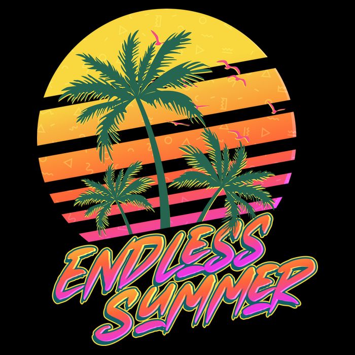 Retro 80s Eighties Tropical Endless Summer Flatbill Hat