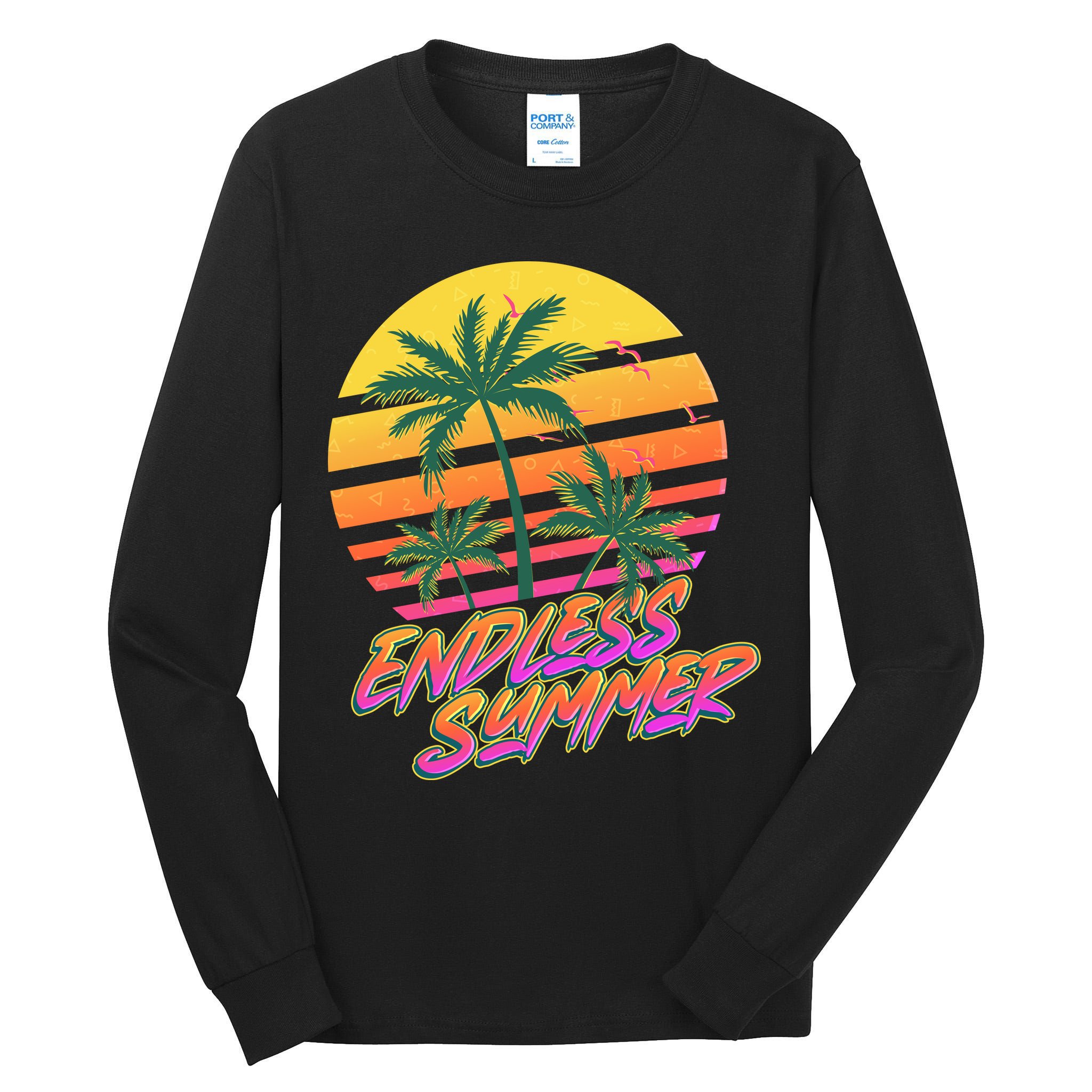 Retro 80s Eighties Tropical Endless Summer Tall Long Sleeve T-Shirt