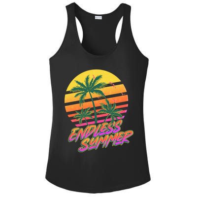 Retro 80s Eighties Tropical Endless Summer Ladies PosiCharge Competitor Racerback Tank
