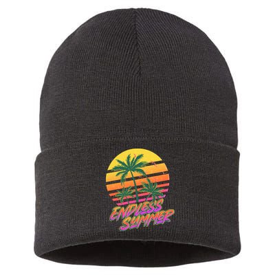 Retro 80s Eighties Tropical Endless Summer Sustainable Knit Beanie