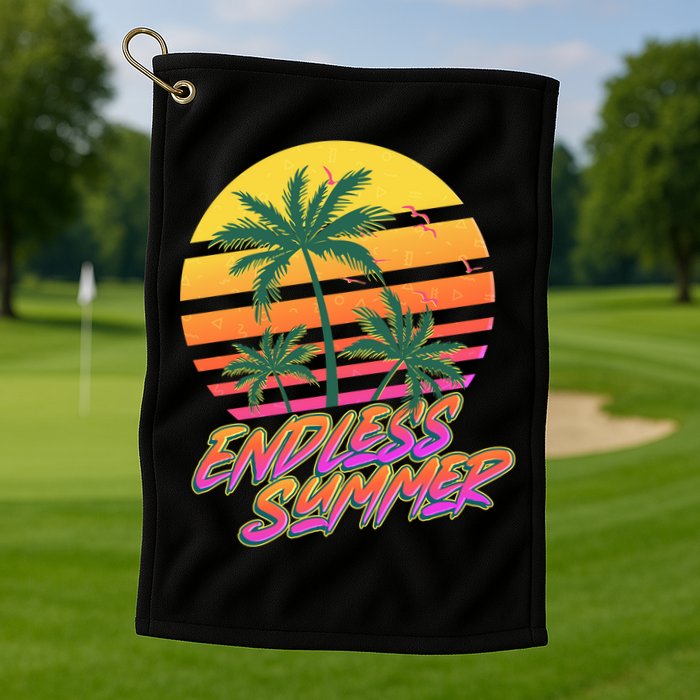Retro 80s Eighties Tropical Endless Summer Golf Towel