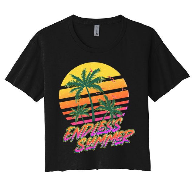 Retro 80s Eighties Tropical Endless Summer Crop Top