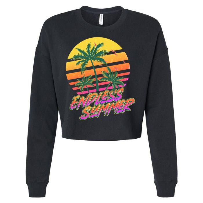 Retro 80s Eighties Tropical Endless Summer Cropped Pullover Crew