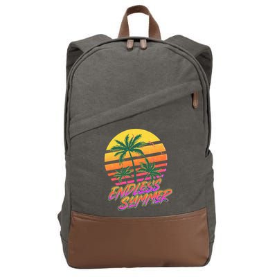 Retro 80s Eighties Tropical Endless Summer Cotton Canvas Backpack